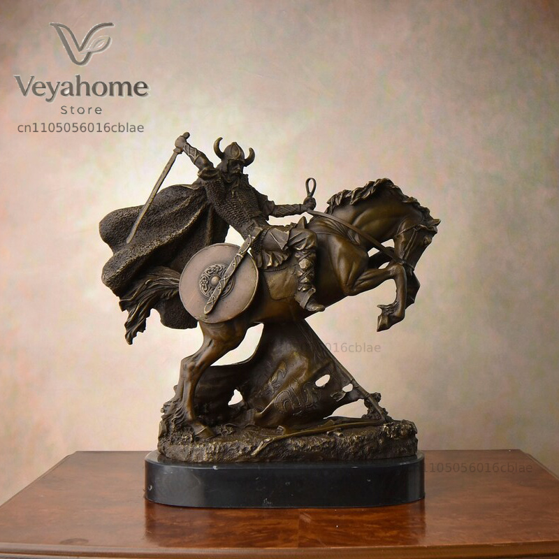 Vintage Collectible Marbles - Бронзовая статуэтка средневекового воина на коне,
