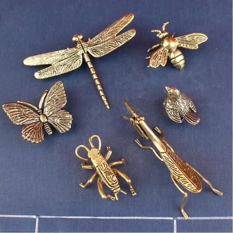 Vintage Fairy Figurines Collectible - Латунные миниатюрные фигурки насекомых с винтажной