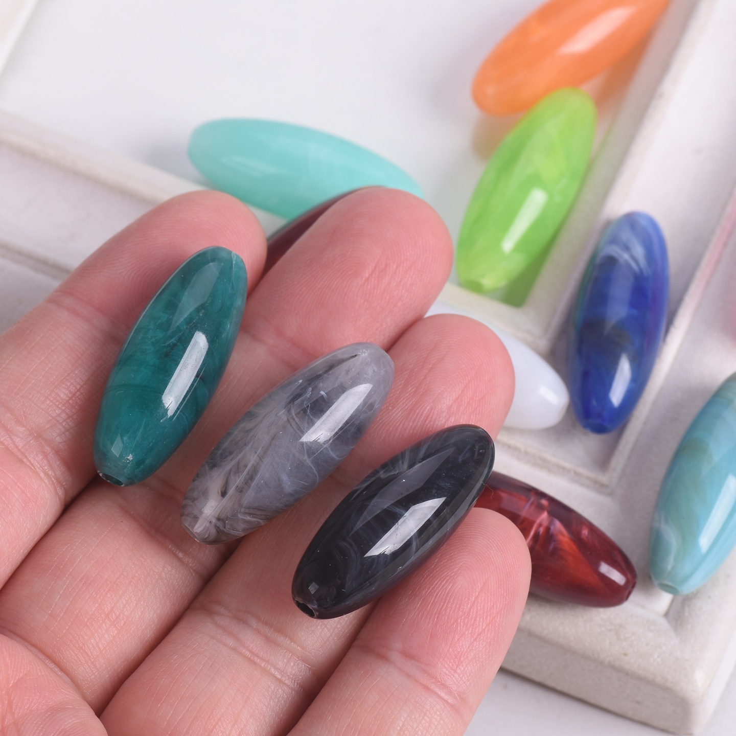 10 шт. овальных бусин из акрил – обзор и цена Vintage Collectible Marbles